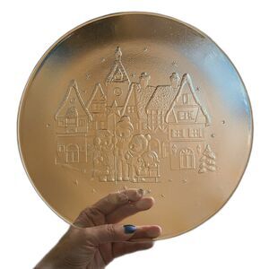 Vintage Borgonovo Italian Glass Christmas Carolers 12" Round Plate Platter